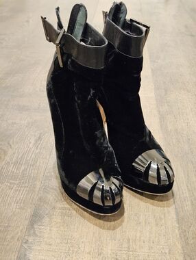 Versus by Versace black velvet ankle Boots
